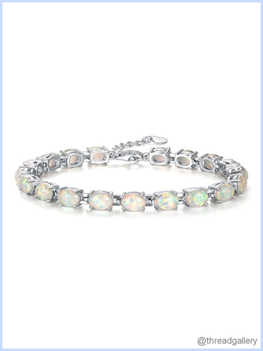 Rhodium Plated Fire Opal Women's Bracelet 8.5" - Wedding Gift Chain